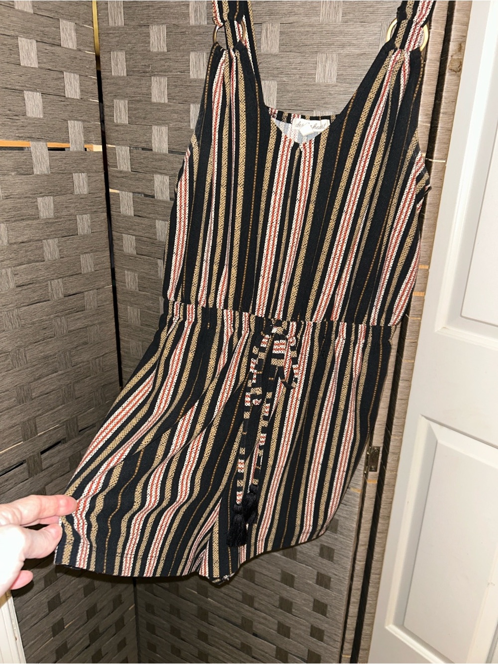 Black Muti Strap Romper with Pockets